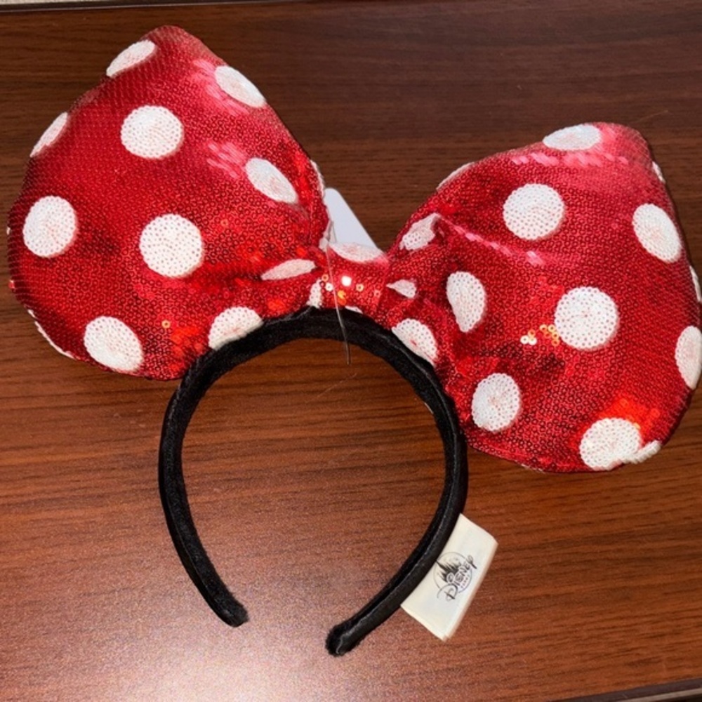 Disney Sparkling Red and White Bow Headband